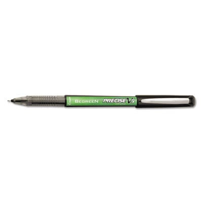 Precise V5 Begreen Roller Ball Pen, Stick, Extra-Fine 0.5 Mm, Black Ink, Black Barrel, Dozen