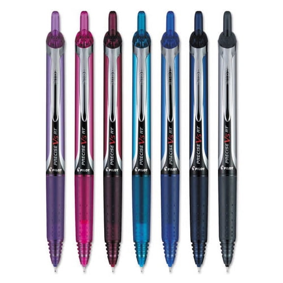 Precise V5rt Roller Ball Pen, Retractable, Extra-Fine 0.5 Mm, Assorted Ink And Barrel Colors, 7/pack | Bundle of 2 Packs