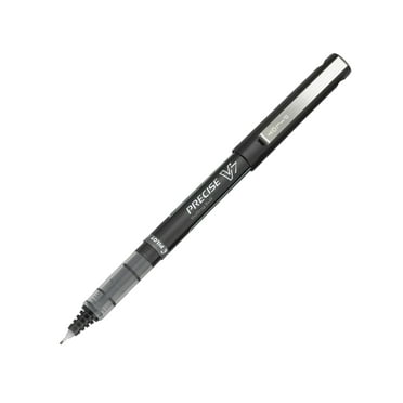 Precise V7 Roller Ball Pen, Stick, Fine 0.7 Mm, Black Ink, Black Barrel, Dozen