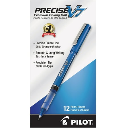 Pilot(R) Precise(TM) V7 Liquid Ink Rollerball Pens, 0.7 mm, Fine Point, Blue Barrel, Blue Ink, Pack Of 12, 35349