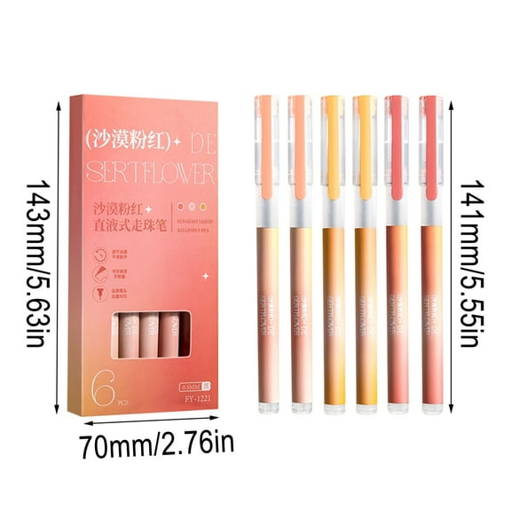 Precision 0.5mm Rollerball Pens for Clear Writing, Ergonomic Grip, Smudge-Free Ink, Convenient Clip for Easy Carry, 6-Pack of High-Quality Ballpoint Pens