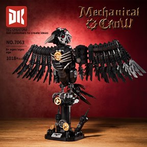 Precision 1018-Piece Bionic Raven Engineering Set - High-Density Building Bricks with Zero-Gap Alignment, Durable Mechanical Bird Construction Model