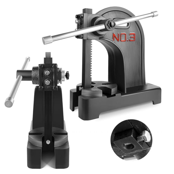 Precision 3-Ton Manual Arbor Press, Heavy-Duty Cast Iron Construction, 22.24" Max Height Desktop Hand Press for Stamping, Bending, Stretching & Metal Forming