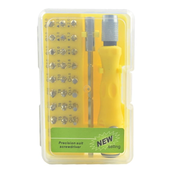 Precision 32 in 1 Screwdriver Bit Set for Electronics Repair Including Phone Mobile Camera with Plastic Handle and Extension Bar (C)