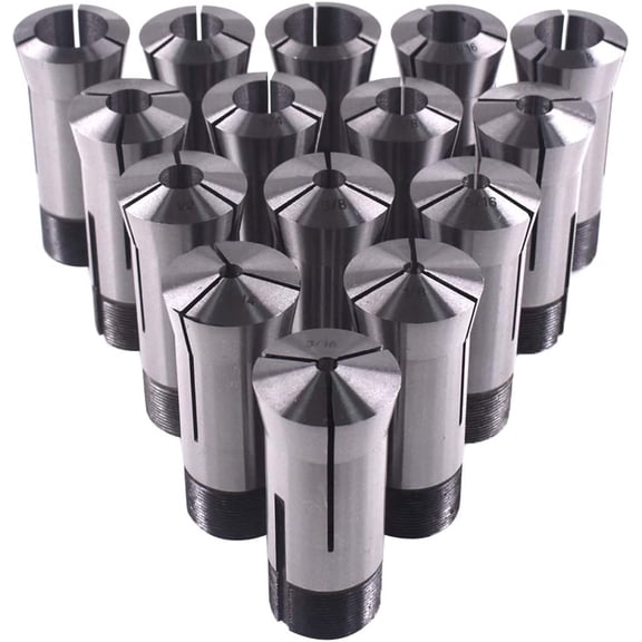 Precision 5C Collet Set for Mill Chuck Holder 1/8-1" by 16ths Hardened T.I.R. 0.0005" Lathe (15Pcs)