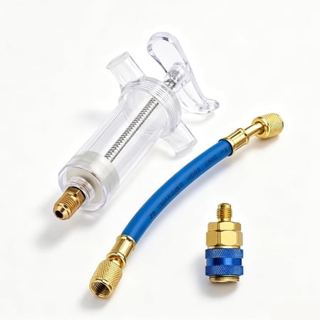 Precision AC Oil Dye Injector Kit – AC Oil Injector & AC Dye Injector, 30ml/1oz Hand-Operated Compressor Oil & Refrigerant Dye Injector Tool with 1/4" SAE Quick Coupler ,1set