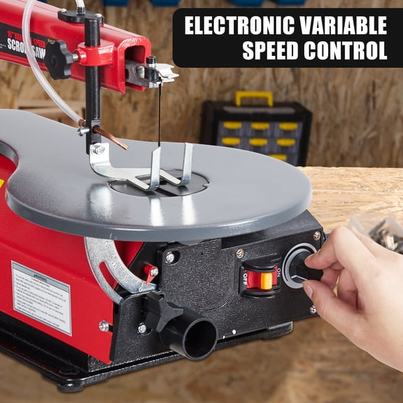 Precision Adjustable Speed Scroll Saw – 16-Inch, Extra-Large Tilting Table, Blade Guard, Fine Particles Collection, 400-1600 SPM for Wood, Acrylic, Crafts – U.S. Regulations, 1A Power, No Light