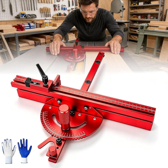 Precision Aluminum Beveled Baffle Plates, 2026 New Precision Miter Gauge for Table Saw Quick Adjustment Precise Guidance Crosscut and Miters, Fits 3/8, 3/4 Slot for Woodworking Cuts (Red,1 PCS)