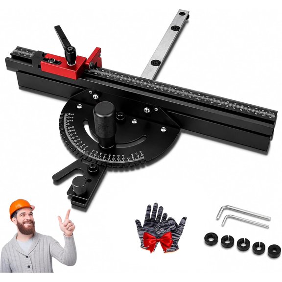 Precision Aluminum Beveled Baffle Plates - Miter Gauge for Table Saw with Grating Stops Adjustable Spring Loaded Plunger & Disc with Aluminum Crosscut Sled FenceQuick Adjustment Precise Guidance