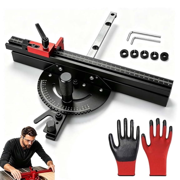 Precision Aluminum Miter Gauge with 18 Inch Fence, Beveled Baffle Plate System for Table Saw, 3/8 x 3/4 Inch Miter Slot, 120 Stop Positions, Flip Stop, Adjustable Angle Crosscut Fence (Black)