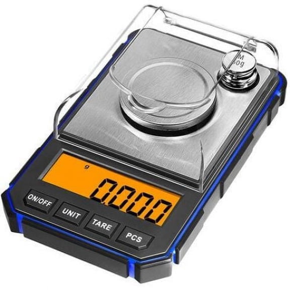 Precision Balance, 0.001 G, Precision Balance 50 G/0.001 G, Portable Digital Balance, With LCD Screen, With Calibration Weight 50 G and Electrostatic Forceps, Precision Balance, Blue, 1 Piece