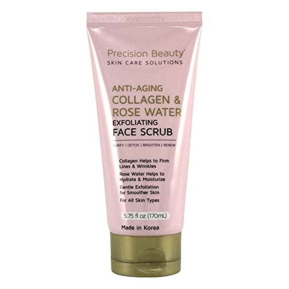 Precision Beauty Anti- Aging Collagen and Rose Water Exfoliating Face Scrub