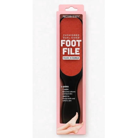 Precision Beauty Cushioned Dual Sided Foot File, Coarse & Smooth Pedicure Tool, Made in Korea