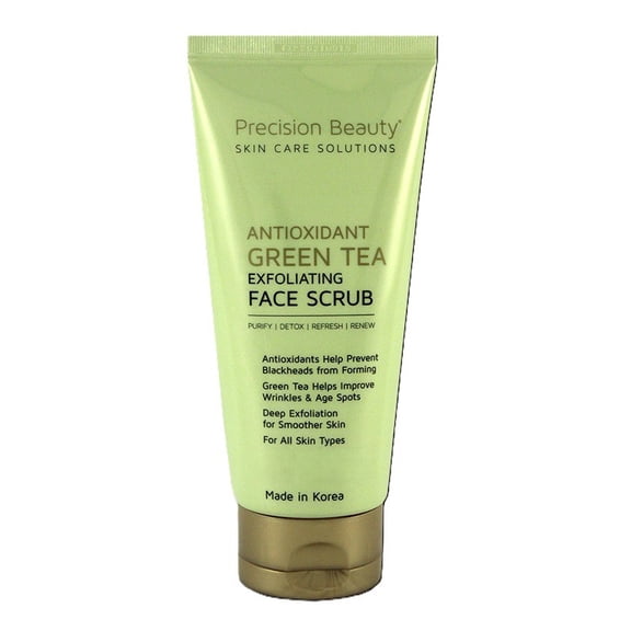 Precision Beauty Green Tea Exfoliating Face Scrub, Antioxidant Formula, Paraben Free, 8 Fl Oz