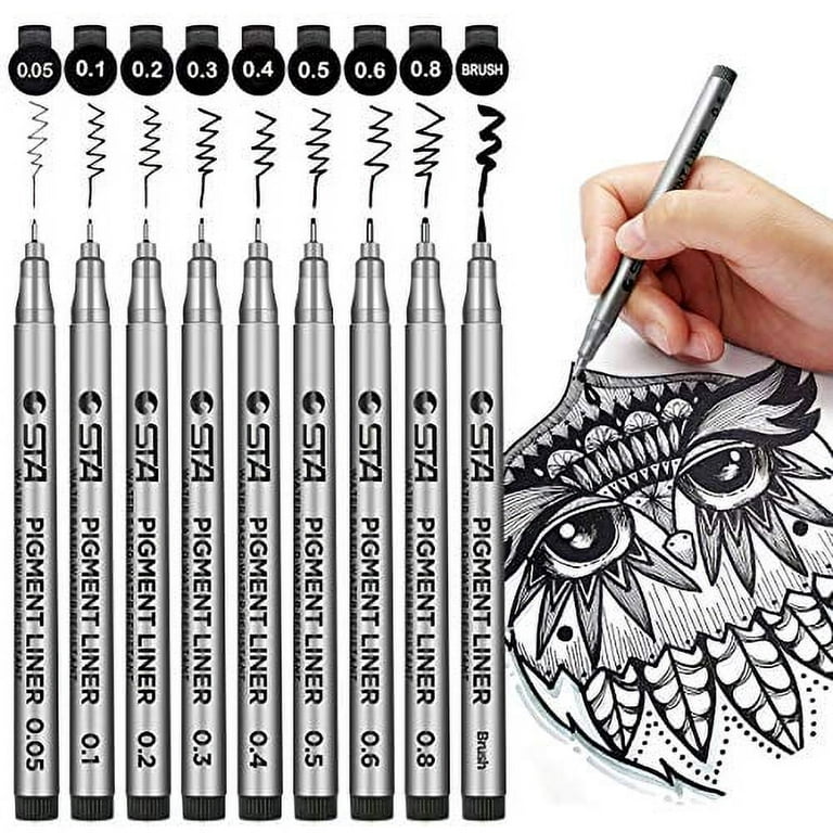 Precision Micro-Line Pens,Black Micro-Pen Fineliner Ink  Pens,Waterproof,0.05-3mm