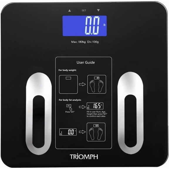 Precision Body Fat Scale with Backlit LCD Digital Bathroom For Weight, Fat,Water,Muscle,BMI,Bone Mass and Calorie,10 User Recognition 400 lbs Capacity,Fat Loss Monitor,Black