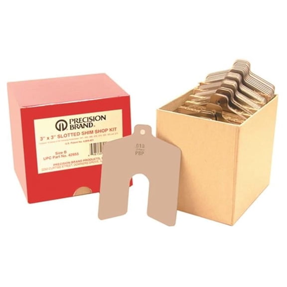 Precision Brand  Stainless Steel Slotted Shim Shop Kit - Size B - 3 x 3 in., 80 Per Pack