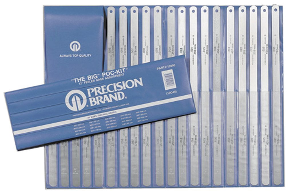 Precision Brand - 605-19990 19990 Steel Thickness Feeler Gage Poc-Kit Assortment, 1/2" Width, 12" Length, 20 Blades CA2