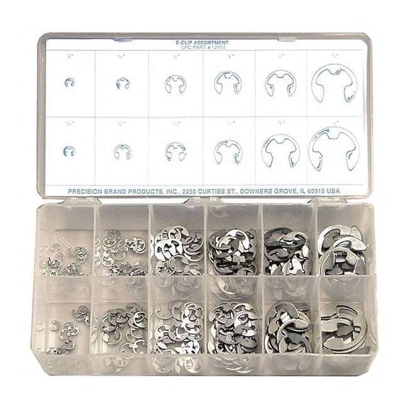 Precision Brand External Retaining Ring Assortment, Steel, Plain Finish 12910