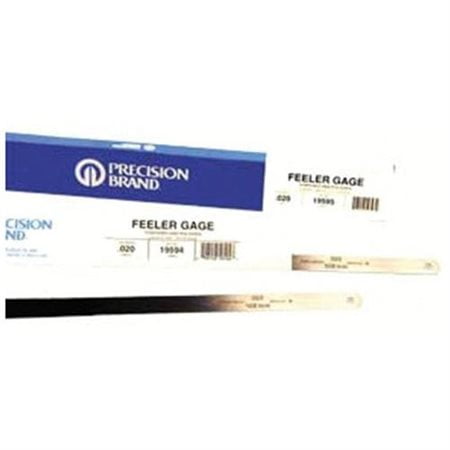 Precision Brand Feeler Gauge, 0.0025x12 L, PK12 High Carbon Steel 19185