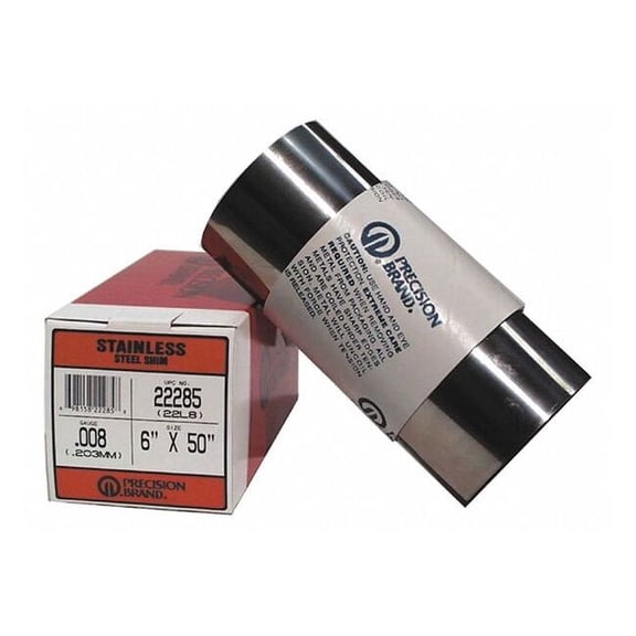 Precision Brand Shim Stock, Roll, Cold 302 SS, 0.0100 In, Width: 12" 22330