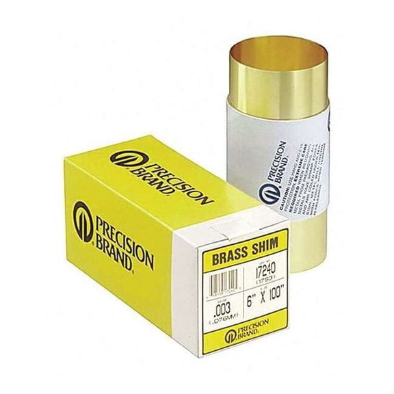 Precision Brand Shim Stock, Roll, Brass, 0.0040 In, 6 In, Length: 100" 17265