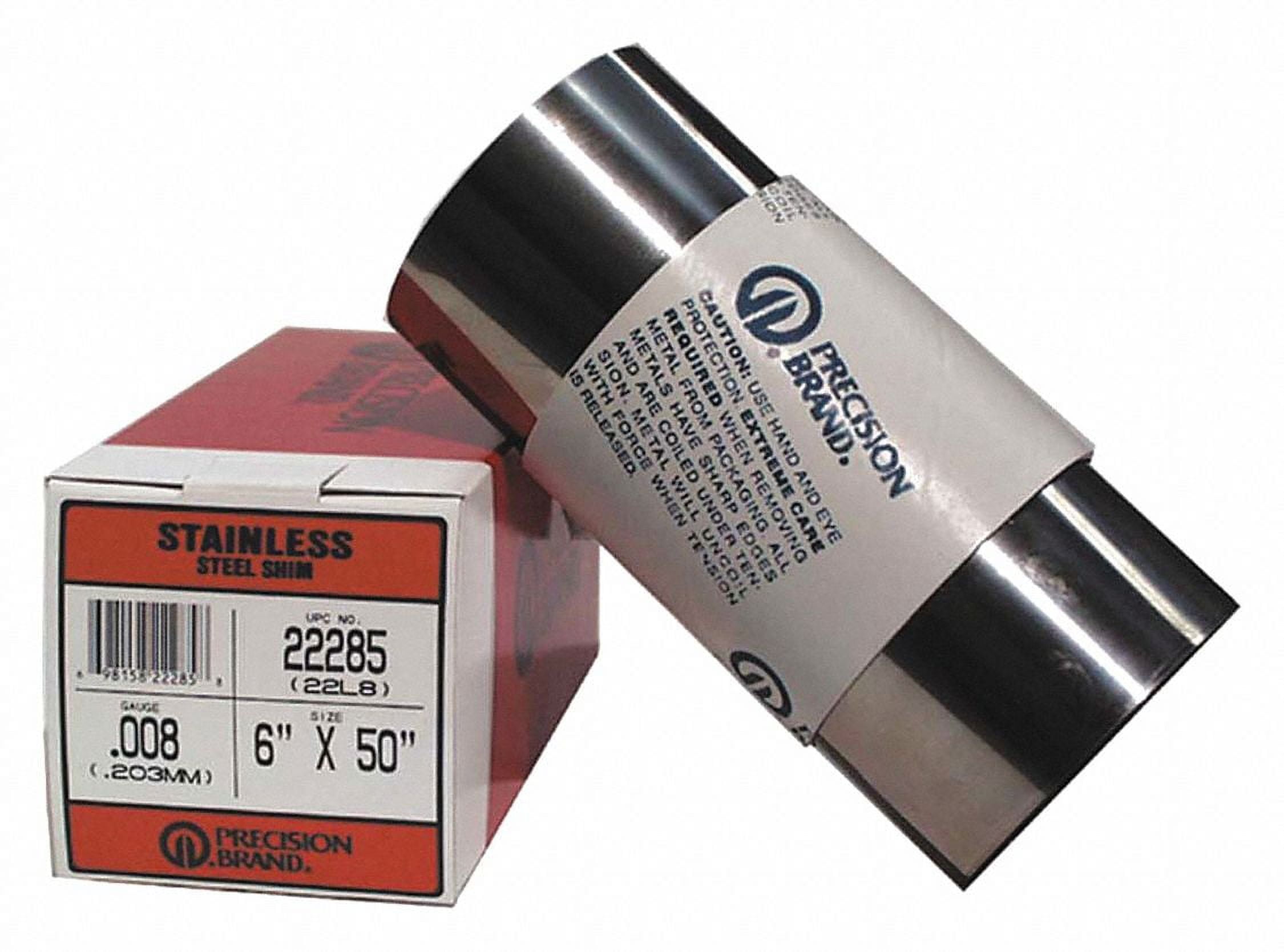 Precision Brand Stainless Steel Shim Stock Rolls, 0.1, Stainless Steel
