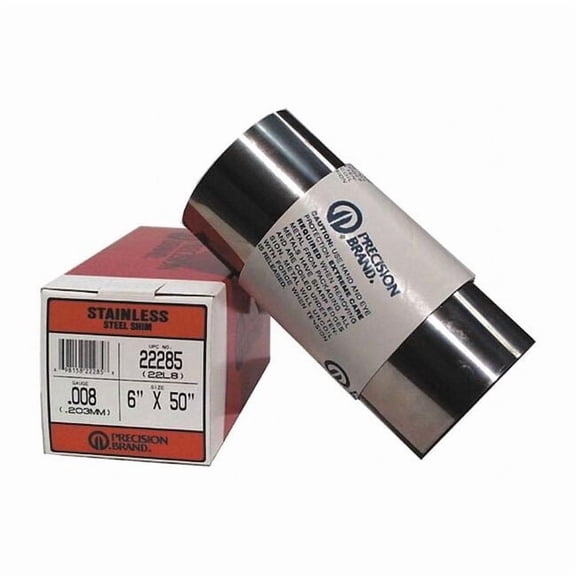 Stainless Steel Shim Stock Rolls, 0.1, Stainless Steel 302, 0.002" x 50" x 6"