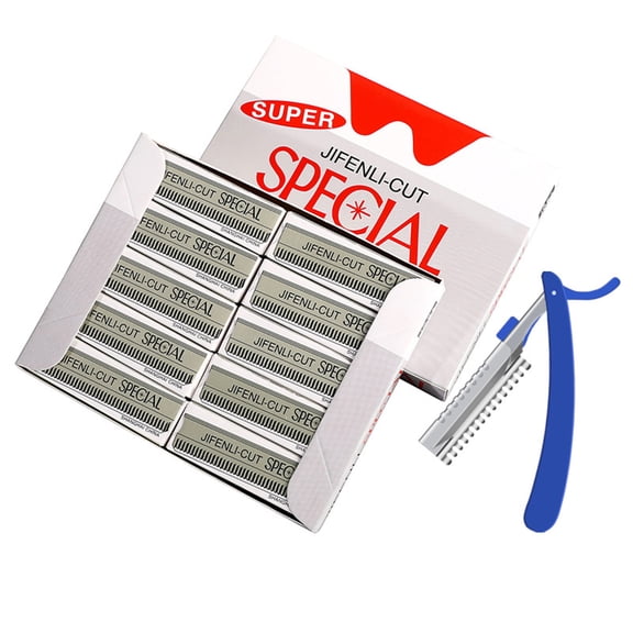 Precision Brow Razor Blades for Men and Women, Single Edge Disposable Eyebrow Blades for Shaping, Grooming, and Styling Brows (100 Pieces with 1 Tool Holder)