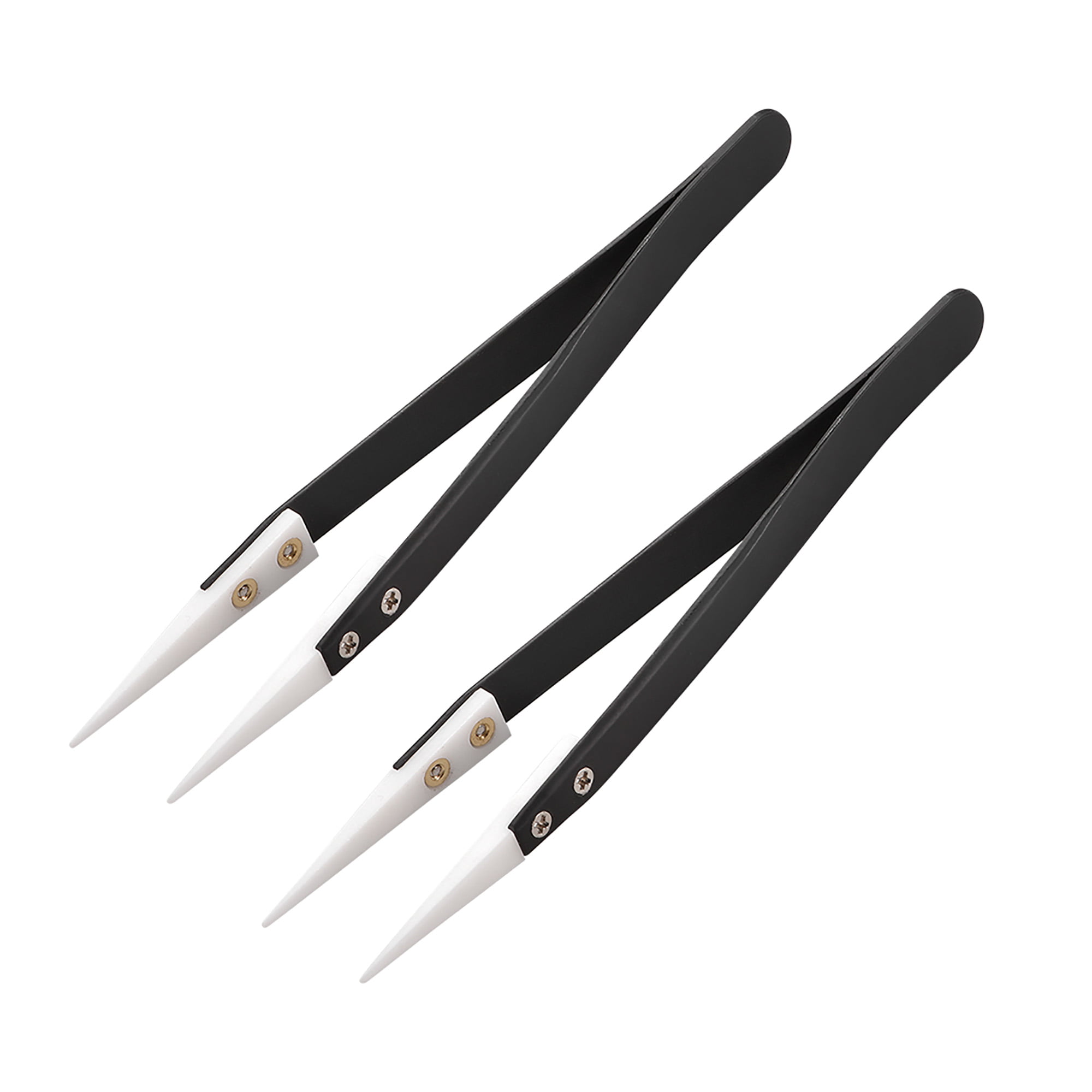 3pcs Sticker Tweezers for Crafting Pointed Tip with Spring, Black | Harfington