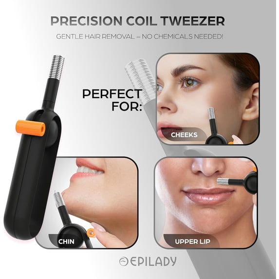 Precision Coil Tweezer, Manual Facial Hair Remover for Women, Stainless Steel Spring Hair Removal Tool for Upper Lip, Chin & Face, Ergonomic One-Handed Design