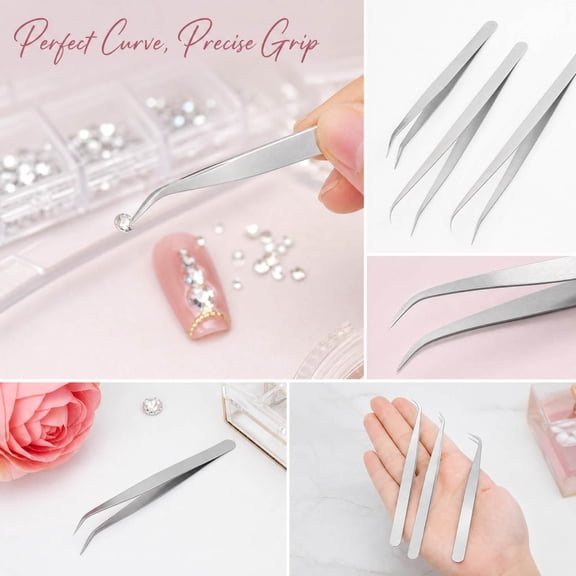 Precision Craft Hand Tool, Non-Magnetic Anti-Corrosion Curved Tip Metal Tweezers, for Facial Tweezing, Watch Repair, Electronics Disassembly, Lab Equipment Operation, Easy Picking