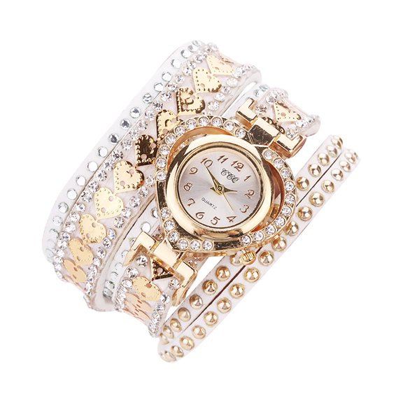 Precision-Crafted Beaded Chainlink Wristwear Quartz Watch Pu Leather Strap, Sexless Simple Business Watch, Fashion Pu Leather Strap Watch