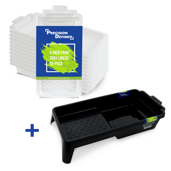 Precision Defined 4-inch Paint Tray Liner Set - Durable Heavy Duty Plastic - 12-Pack (New)