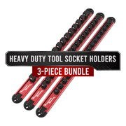 Precision Defined Aluminum Tool Socket Holder 3-Piece Set, Red