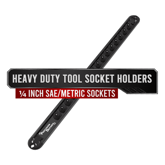Precision Defined Aluminum Tool Socket Holder Black, 1/4"x 16 Clips