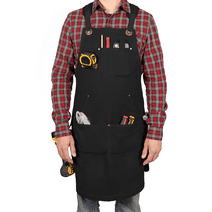 Precision Defined Canvas Woodworking Tool Apron with Shoulder Pads-Black