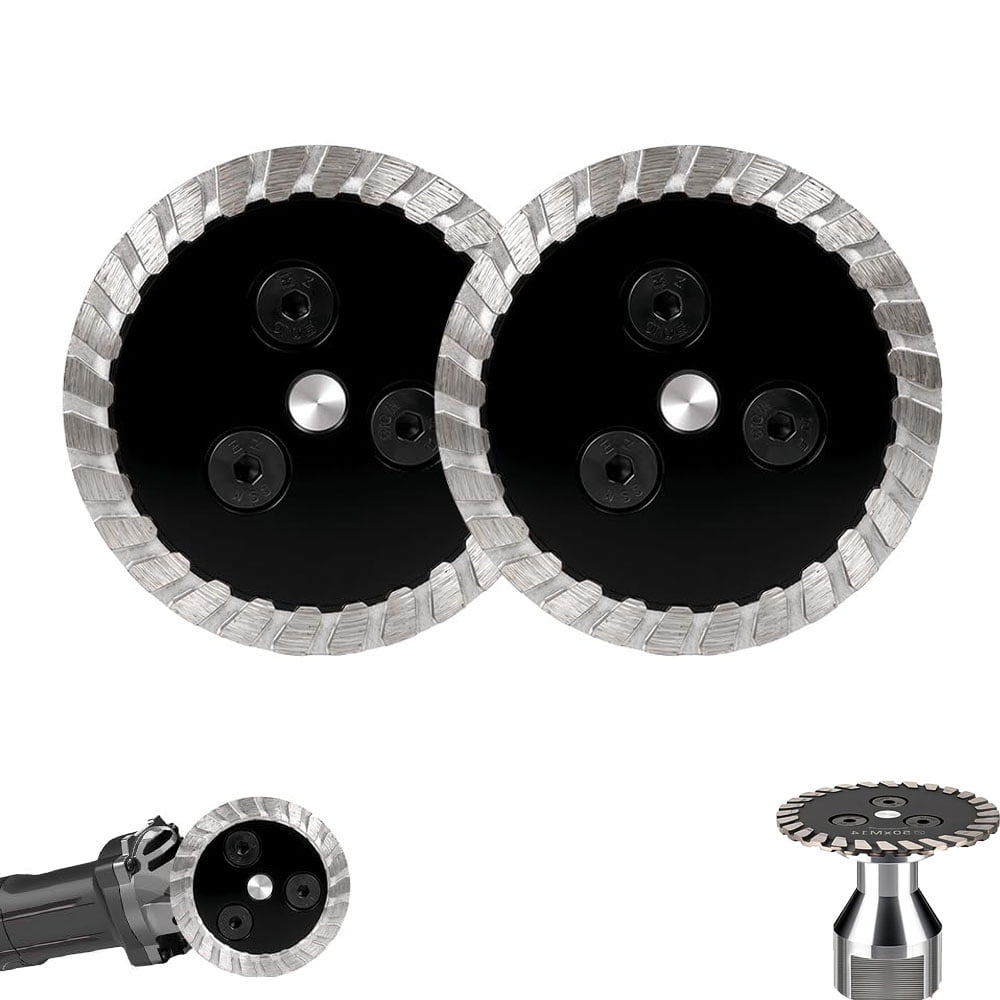 2-Pack 3 Inch Turbo Diamond Saw Blades For Cutting Granite, Marble, Concrete - 5/8-11 Thread
