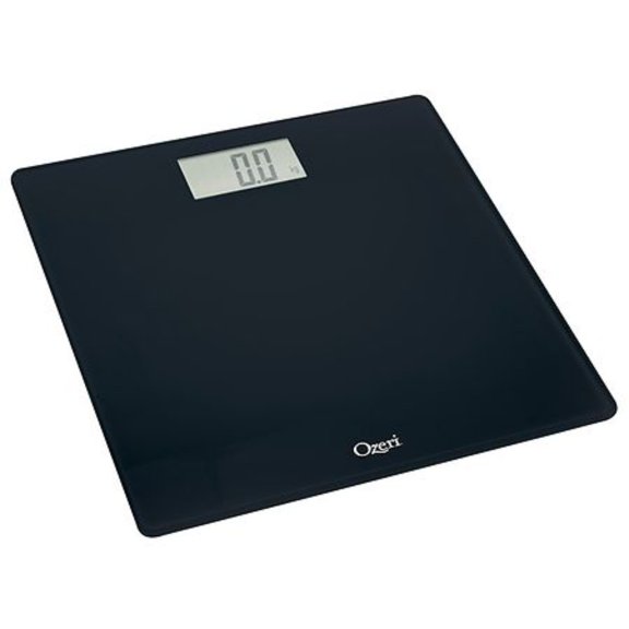 Precision Digital Bath Scale, Tempered Glass, Step-on Activation, Up to 400 lbs, Black