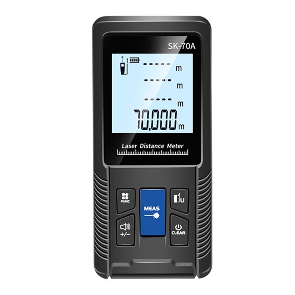 Precision Digital Laser Distance Meter 229 ft / 70 m Handheld Rangefinder Area Volume Pythagoras Tool IP54 Water Resistant Multi-Unit LCD Display Gauge
