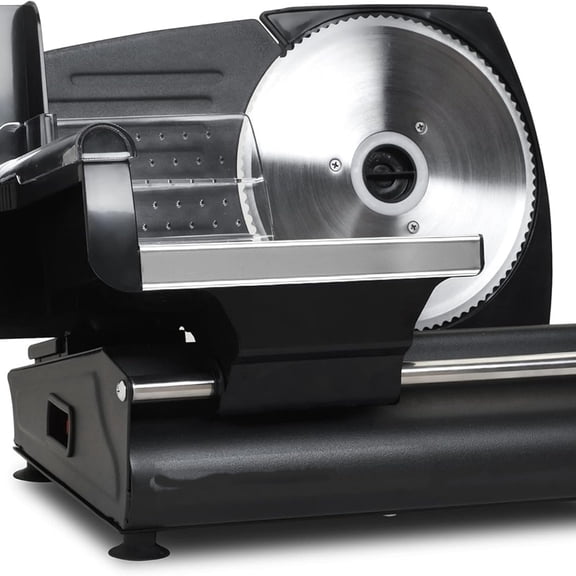 Precision Electric Meat Slicer with Removable Stainless Steel Blades, Adjustable Thickness, Suitable for Cold-Cut Meats, Hard Cheese, Vegetables, and Bread, 7.5 Inches, Black