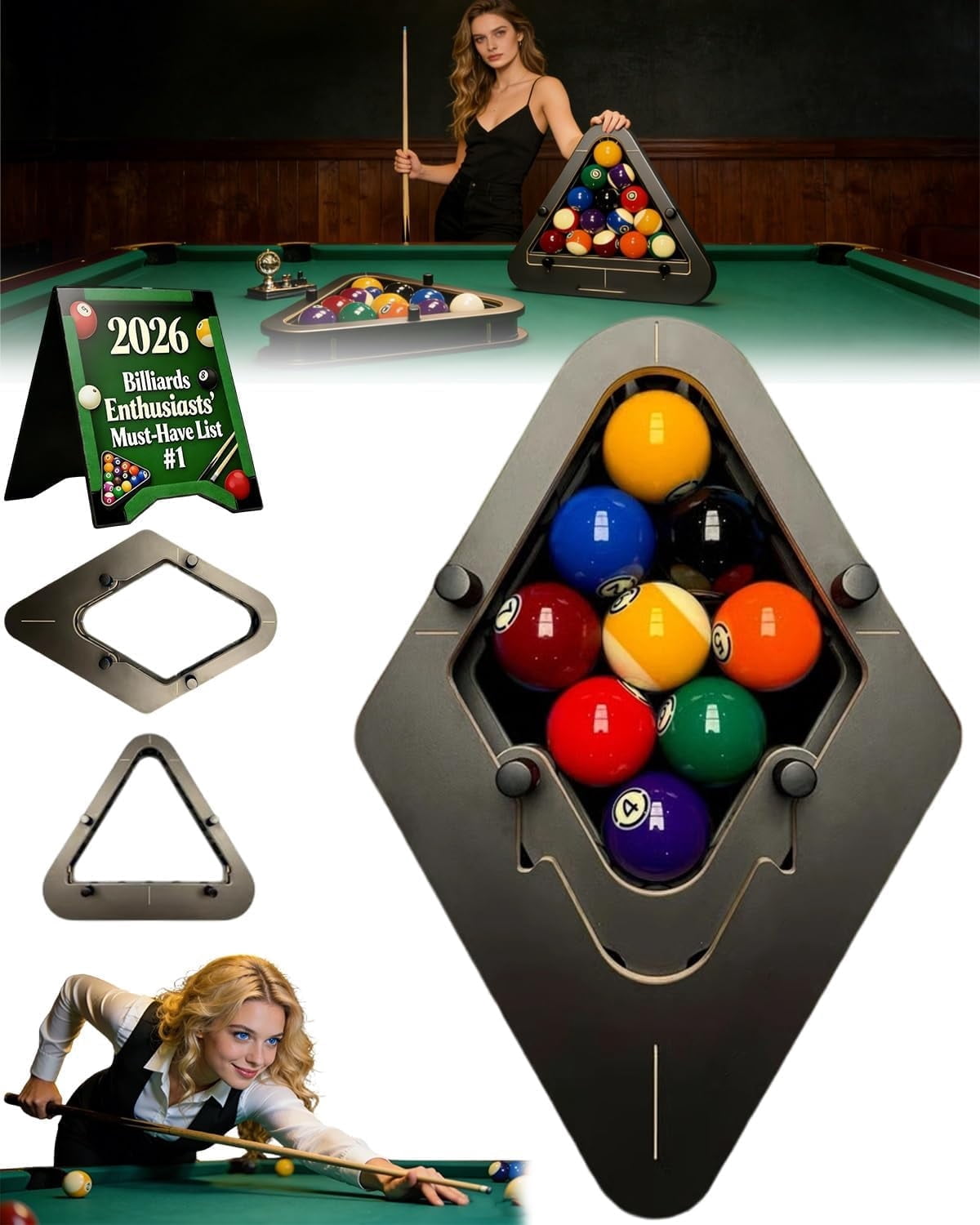 Magical Rack Set Precision-Engineered Professional Billiard Rack System That Eliminates ...