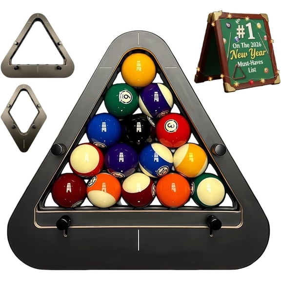 Precision-Engineered Professional Billiard Rack System That Eliminates Gaps,Heavy Duty Solid Wood Billiard 8-Ball/9-Ball Pro Diamond/Triangle Pool Ball Racks,Adjustable Billiards Accessories