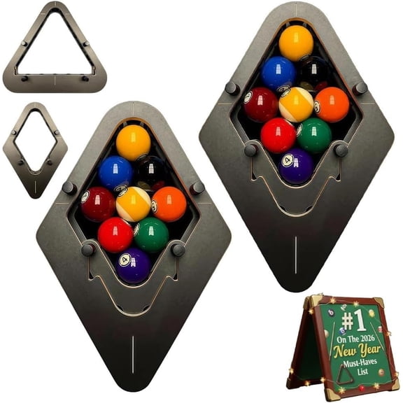 Precision-Engineered Professional Billiard Rack System That Eliminates Gaps,Heavy Duty Solid Wood Billiard 8-Ball/9-Ball Pro Triangle/Diamond Pool Ball Racks,Adjustable Billiards Accessories