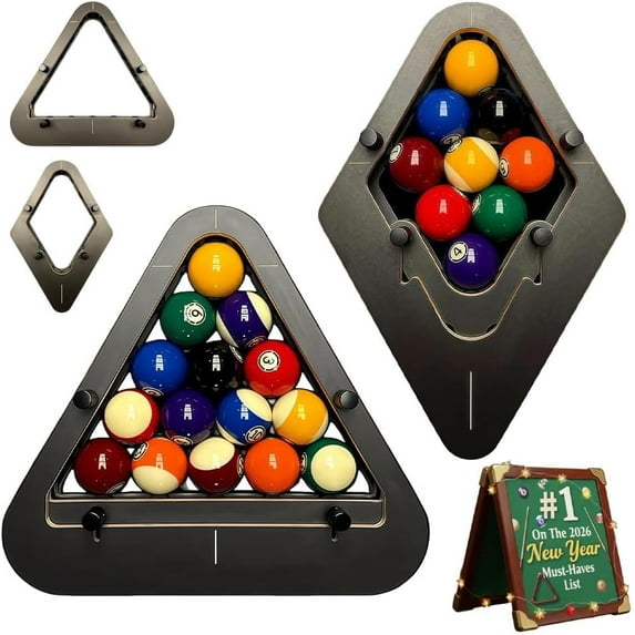 Precision-Engineered Professional Billiard Rack System That Eliminates Gaps,Heavy Duty Solid Wood Billiard 8-Ball/9-Ball Pro Triangle/Diamond Pool Ball Racks,Adjustable Billiards Accessories