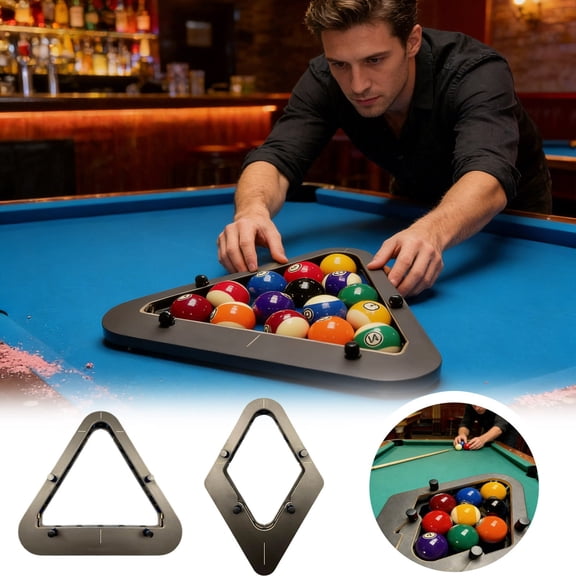 Precision-Engineered Professional Billiard Rack System That Eliminates Gaps,Heavy Duty Solid Wood Billiard 8-Ball/9-Ball Pro Triangle/Diamond Pool Ball Racks,Adjustable Billiards Accessories(2Mix)