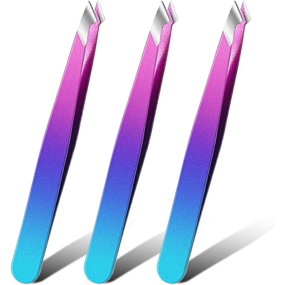 Precision Eyebrow Tweezers Stainless Steel Pointed Tip for Splinter and Ingrown Hair Removal 3 Pcs Gradient