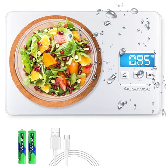Precision Food Scale, 33lb Waterproof Rechargeable Digital Kitchen Scale, 1g/0.04oz Precise Graduation, Weight Grams and Ounces for Cooking Baking, 5 Units Conversion, Tare Function