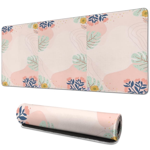 Precision Gaming Large Mouse Pad with Abstract Art Design - Extended Desk Mousepad, Waterproof, Non-Slip - Modern Boho Leaves - Ideal for Office Laptop - 31.5 X 11.8 Inch