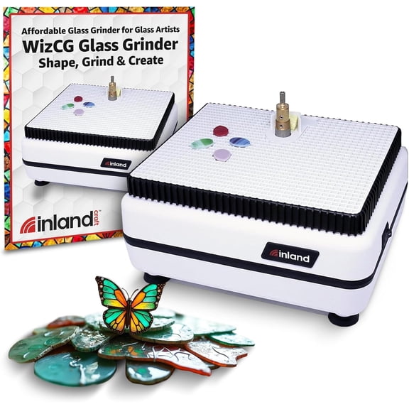 Precision Glass Grinder Machine for Shaping, Drilling, Stained Glass Tools, Craft Supplies for Adults, Includes Diamond Grinding Bit, 115V only, White & Red